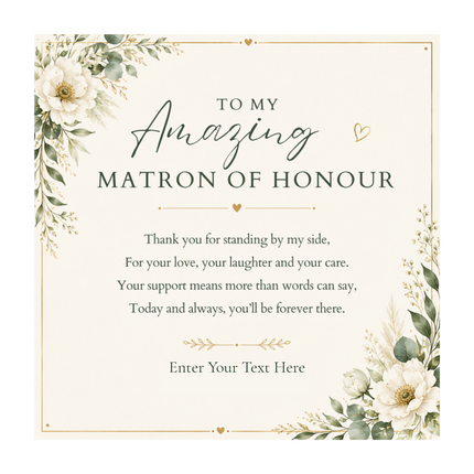 To My Amazing Matron Of Honour Personalised Celeste Crystal Bracelet In Keepsake Box