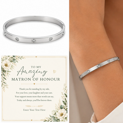 To My Amazing Matron Of Honour Personalised Celeste Crystal Bracelet In Keepsake Box