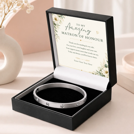 To My Amazing Matron Of Honour Personalised Celeste Crystal Bracelet In Keepsake Box