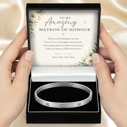 To My Amazing Matron Of Honour Personalised Celeste Crystal Bracelet In Keepsake Box