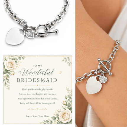 To My Wonderful Bridesmaid Personalised Unity Heart Bracelet In Keepsake Box