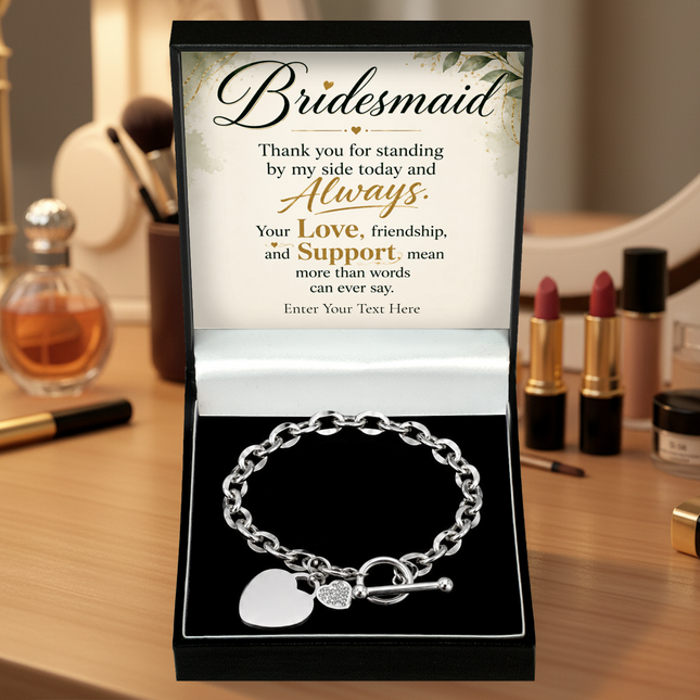 Bridesmaid Personalised Unity Heart Bracelet In Keepsake Box