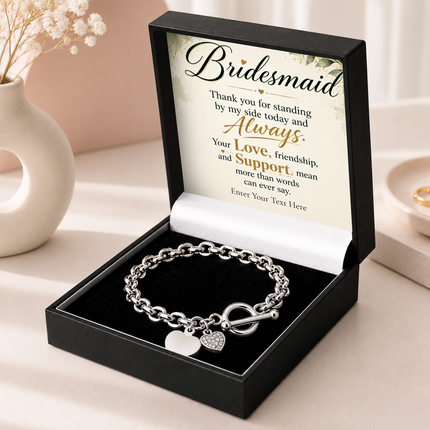 Bridesmaid Personalised Unity Heart Bracelet In Keepsake Box