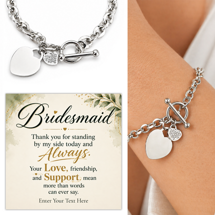 Bridesmaid Personalised Unity Heart Bracelet In Keepsake Box