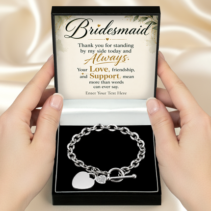 Bridesmaid Personalised Unity Heart Bracelet In Keepsake Box