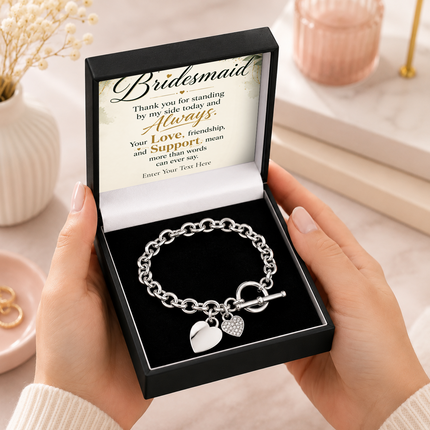 Bridesmaid Personalised Unity Heart Bracelet In Keepsake Box