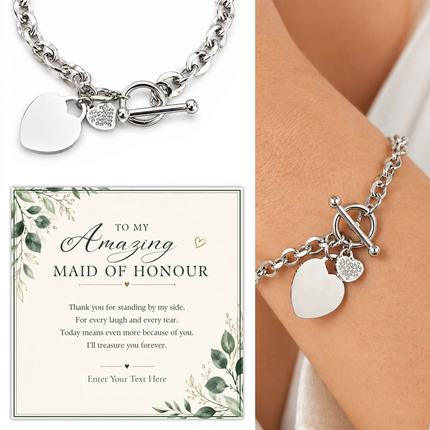 To My Amazing Maid Of Honour Personalised Unity Heart Bracelet In Keepsake Box