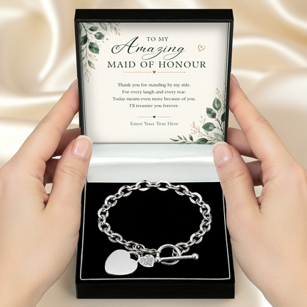 To My Amazing Maid Of Honour Personalised Unity Heart Bracelet In Keepsake Box