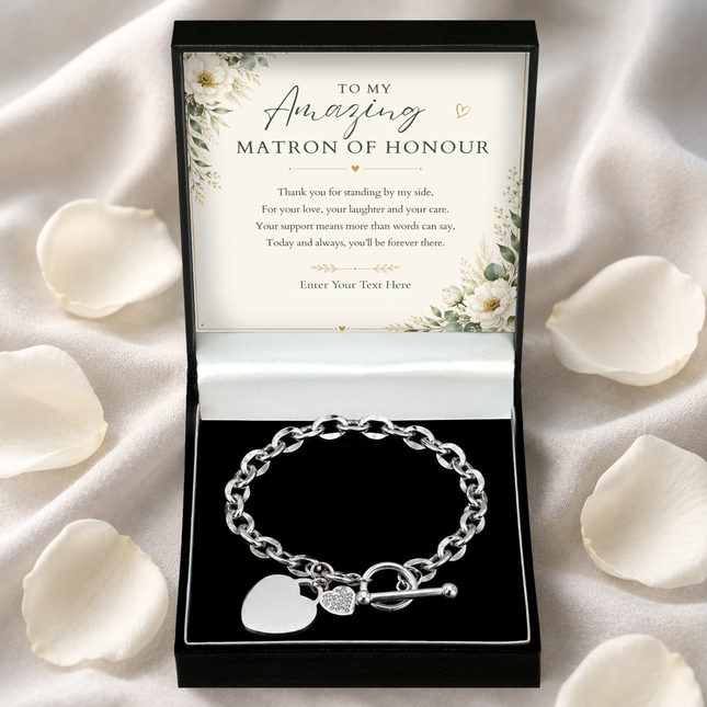 To My Amazing Matron Of Honour Personalised Unity Heart Bracelet In Keepsake Box