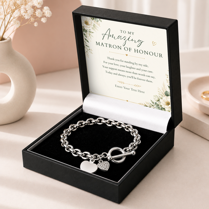 To My Amazing Matron Of Honour Personalised Unity Heart Bracelet In Keepsake Box