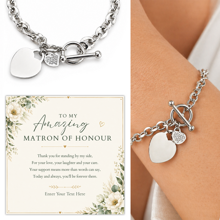 To My Amazing Matron Of Honour Personalised Unity Heart Bracelet In Keepsake Box