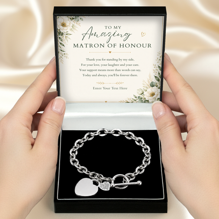 To My Amazing Matron Of Honour Personalised Unity Heart Bracelet In Keepsake Box