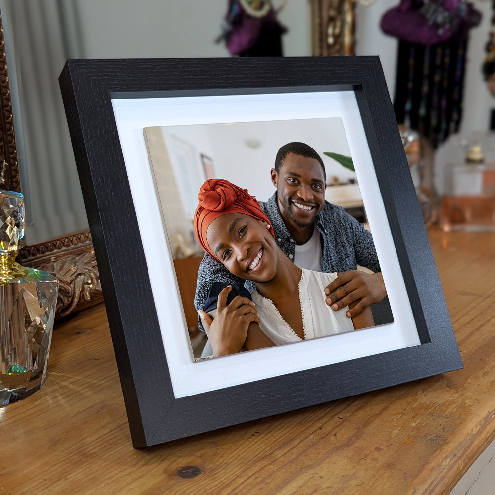 Family Portrait For Husband & Wife – Personalised Square Framed Ceramic Tile