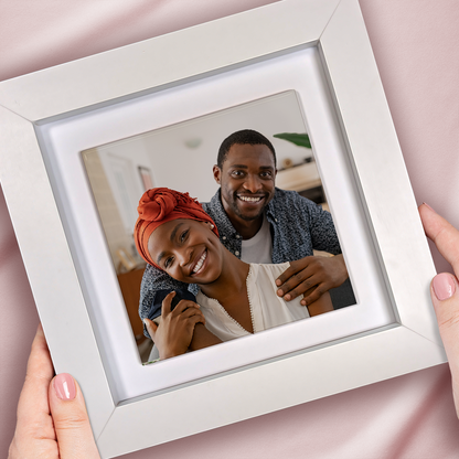 Family Portrait For Husband & Wife – Personalised Square Framed Ceramic Tile