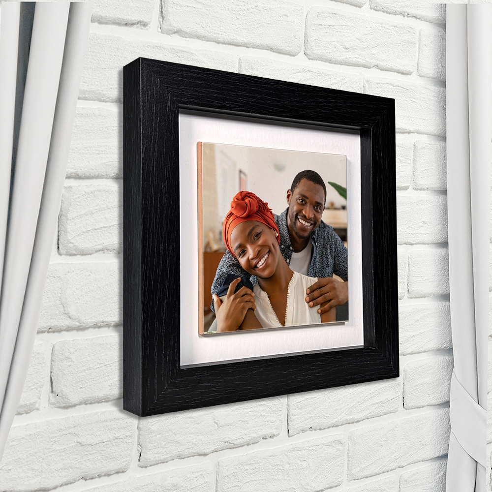 Family Portrait For Husband & Wife – Personalised Square Framed Ceramic Tile