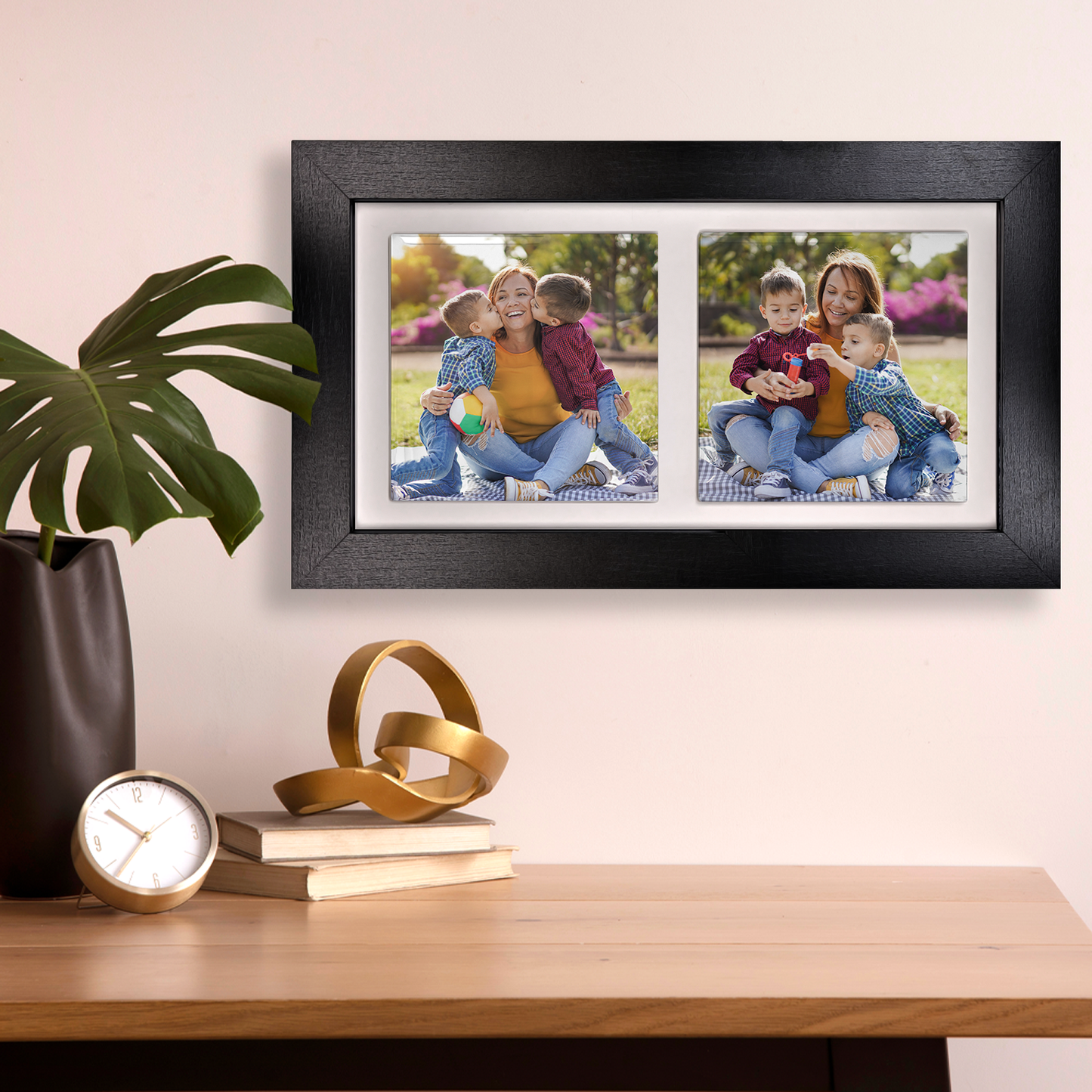 Family Portrait  For Mum – Personalised Ceramic Tiles in Landscape Frame