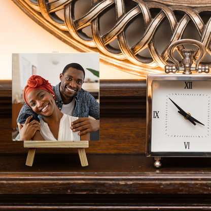 Family Portrait For Husband & Wife – Personalised Ceramic Tile with Easel