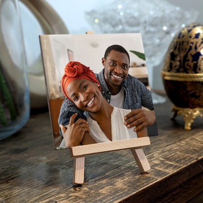 Family Portrait For Husband & Wife – Personalised Ceramic Tile with Easel