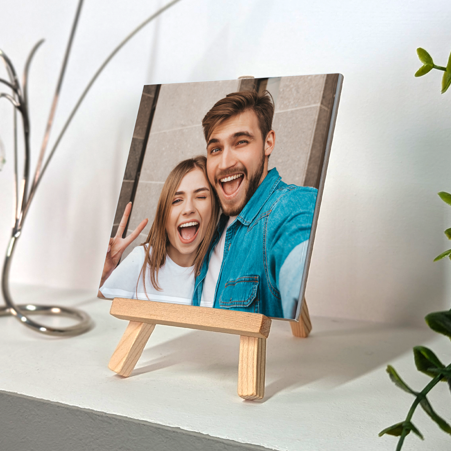 Family Portrait For Brother or Sister – Personalised Ceramic Tile with Easel