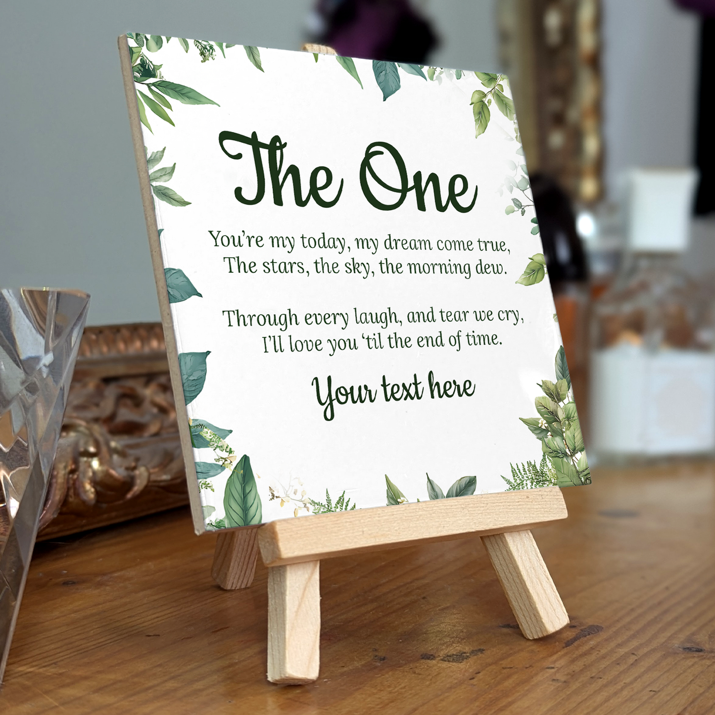 To My Wife The One – Personalised Ceramic Tile with Easel