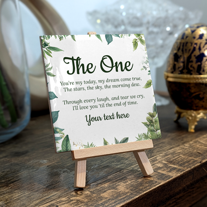 To My Wife The One – Personalised Ceramic Tile with Easel