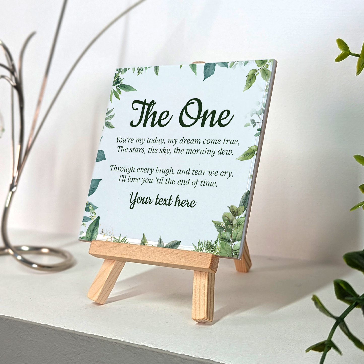 To My Wife The One – Personalised Ceramic Tile with Easel