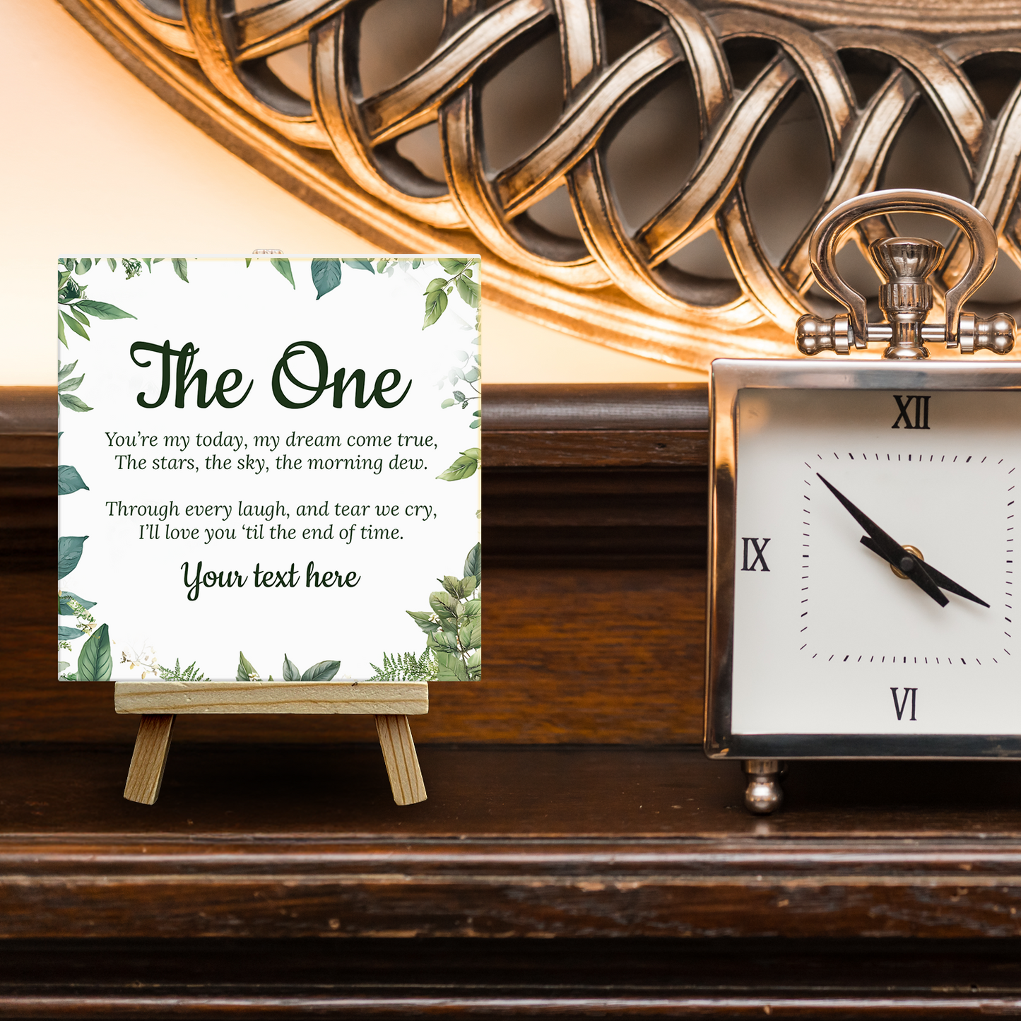 To My Wife The One – Personalised Ceramic Tile with Easel