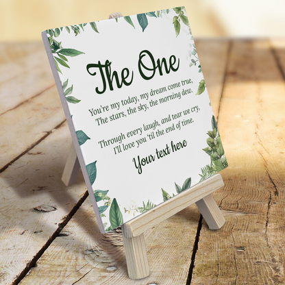 To My Wife The One – Personalised Ceramic Tile with Easel