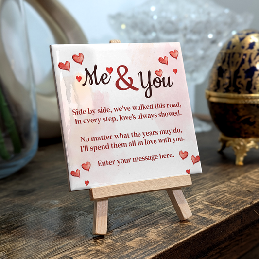 Me & You – Personalised Ceramic Tile with Easel