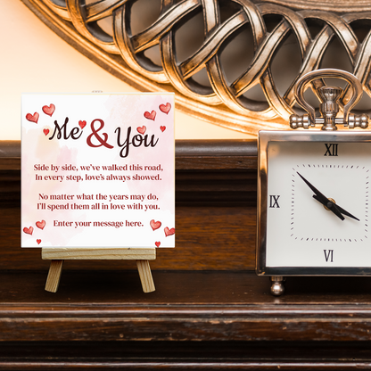 Me & You – Personalised Ceramic Tile with Easel