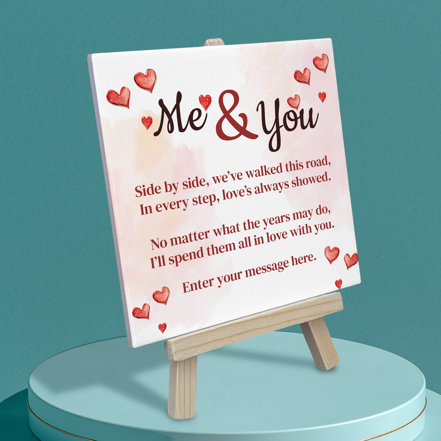 Me & You – Personalised Ceramic Tile with Easel