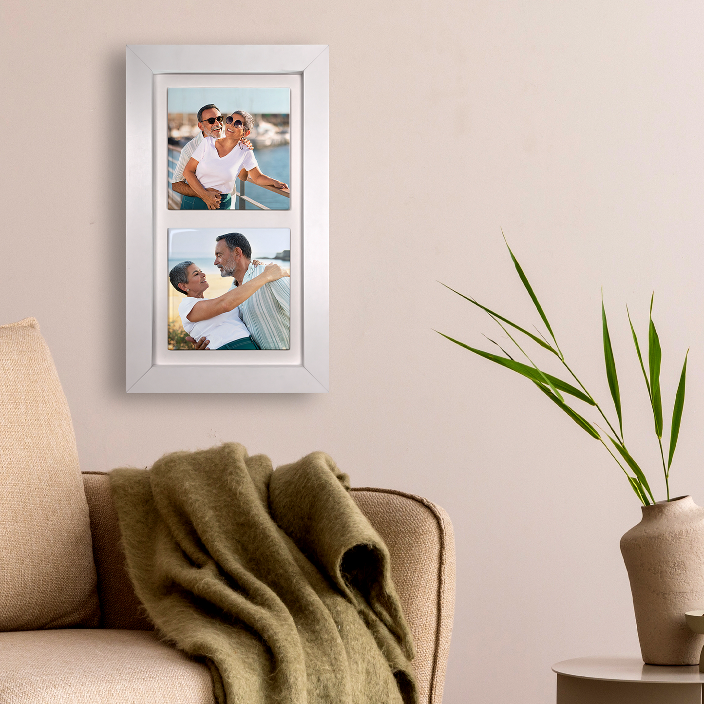 Family Portrait For Husband & Wife – Personalised Ceramic Tiles in Portrait Frame