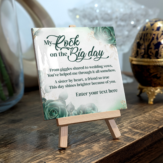 My Rock On The Big Day – Personalised Ceramic Tile with Easel