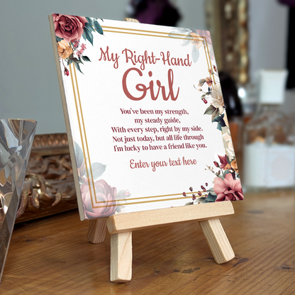 My Right-Hand Girl – Personalised Ceramic Tile with Easel