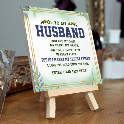 To My Husband – Personalised Ceramic Tile with Easel