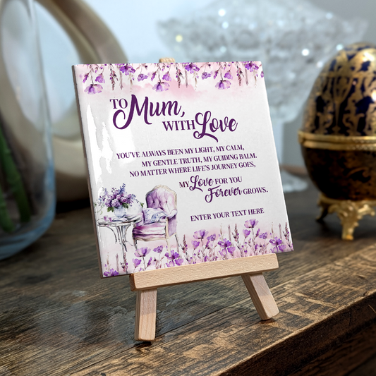 To Mum With Love – Personalised Ceramic Tile with Easel