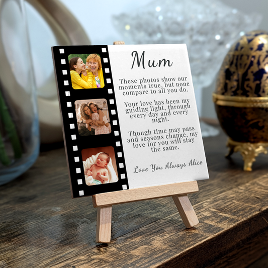 Gift for Mum Photo Poem Keepsake – Personalised Ceramic Tile with Easel