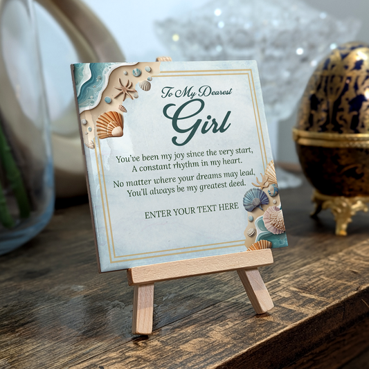To My Dearest Girl – Personalised Ceramic Tile with Easel