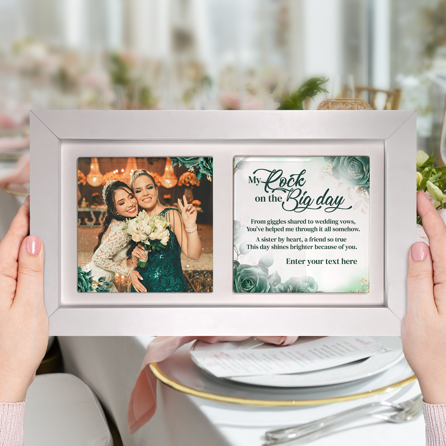 My Rock On The Big Day  – Personalised Ceramic Tiles in Landscape Frame