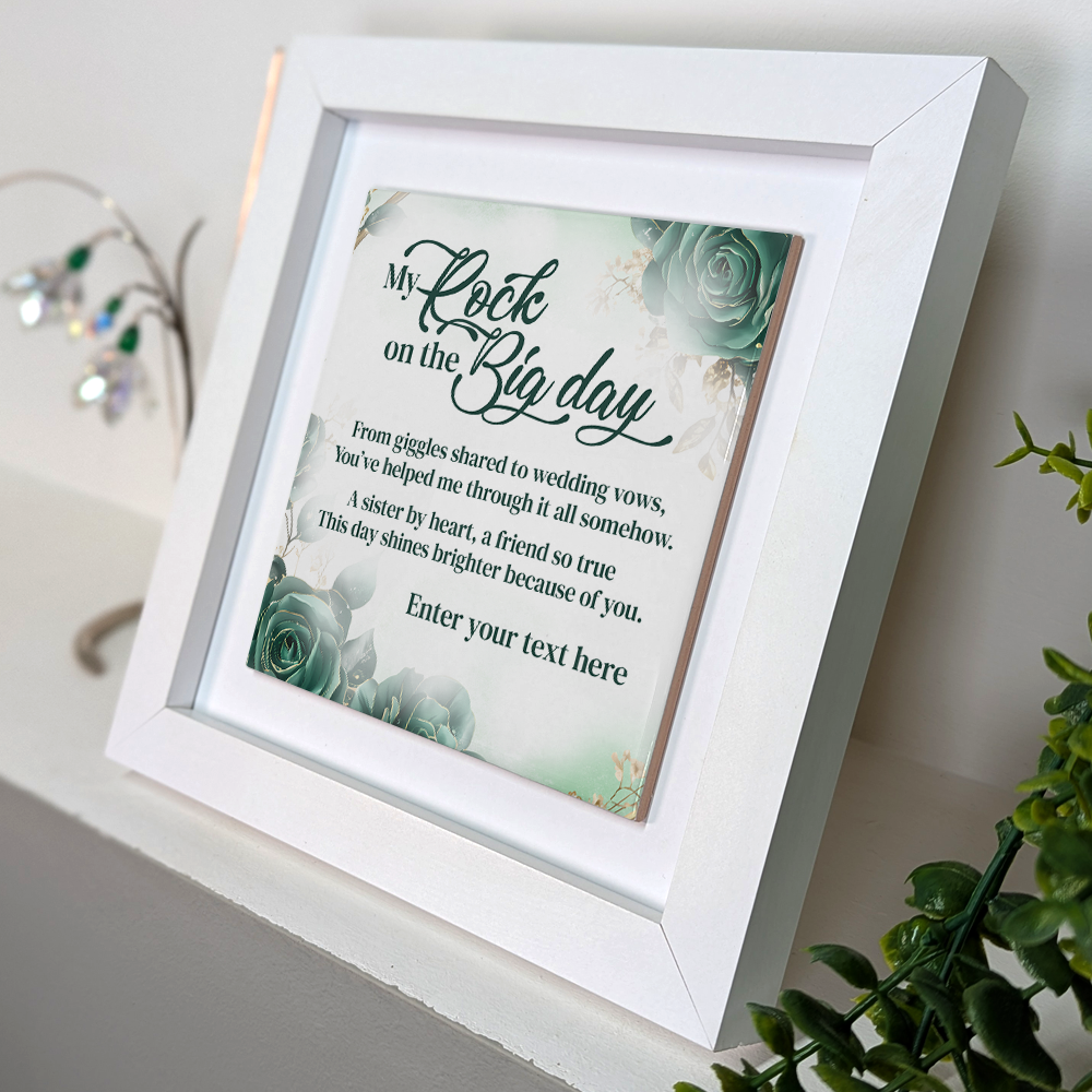My Rock On The Big Day – Personalised Square Framed Ceramic Tile