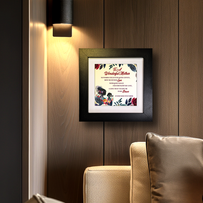 To A Wonderful Mother – Personalised Square Framed Ceramic Tile