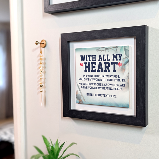 With All My Heart – Personalised Square Framed Ceramic Tile