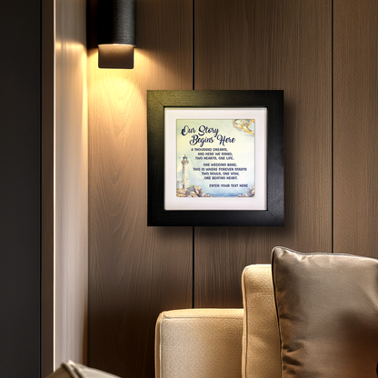 Our Story Begins Here  – Personalised Square Framed Ceramic Tile