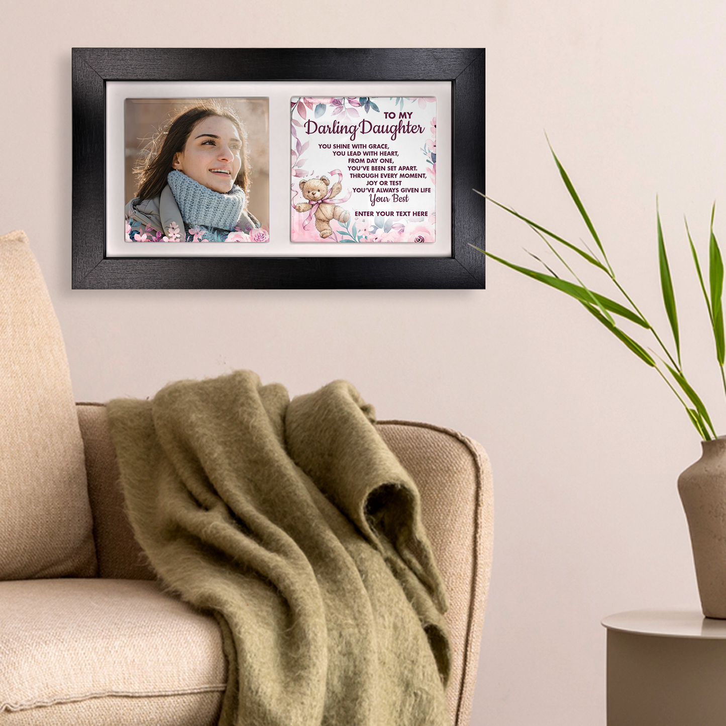 To My Darling Daughter  – Personalised Ceramic Tiles in Landscape Frame