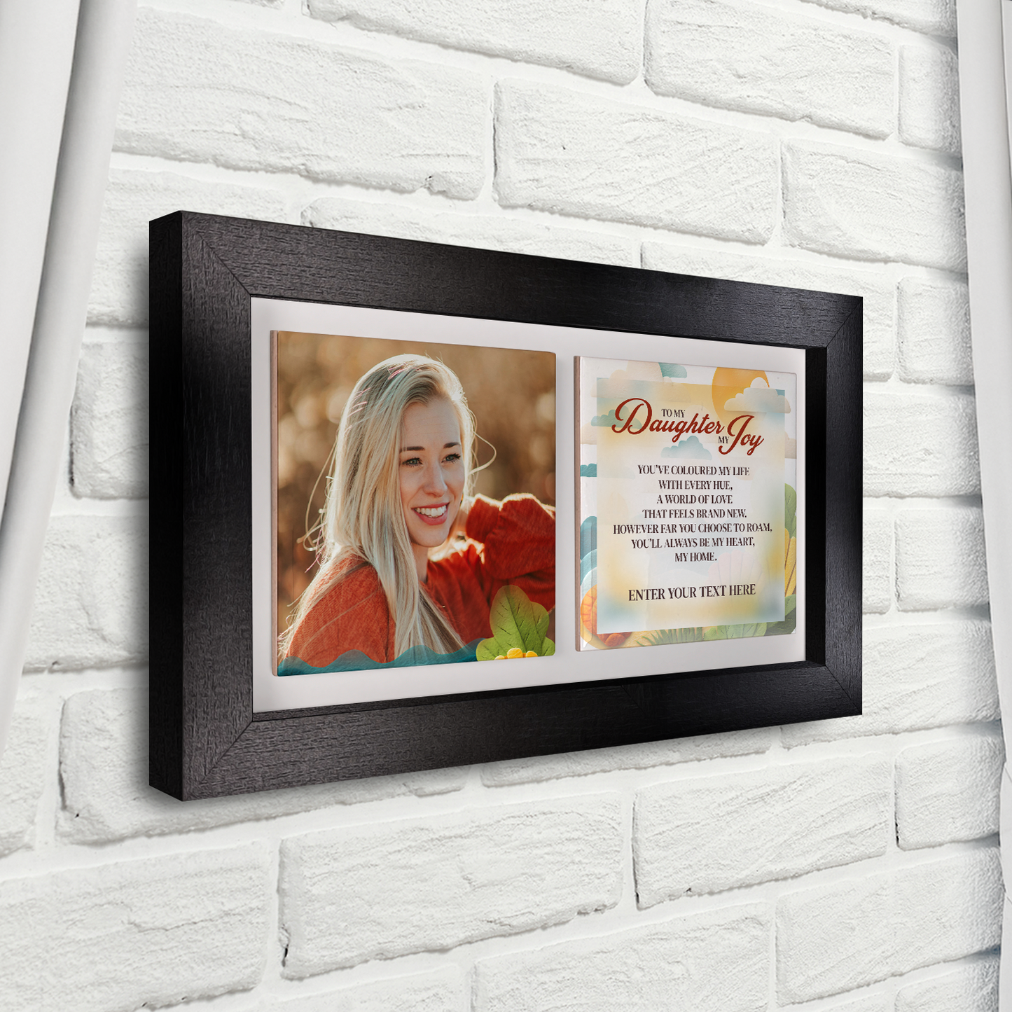 To My Daughter, My Joy – Personalised Ceramic Tiles in Landscape Frame