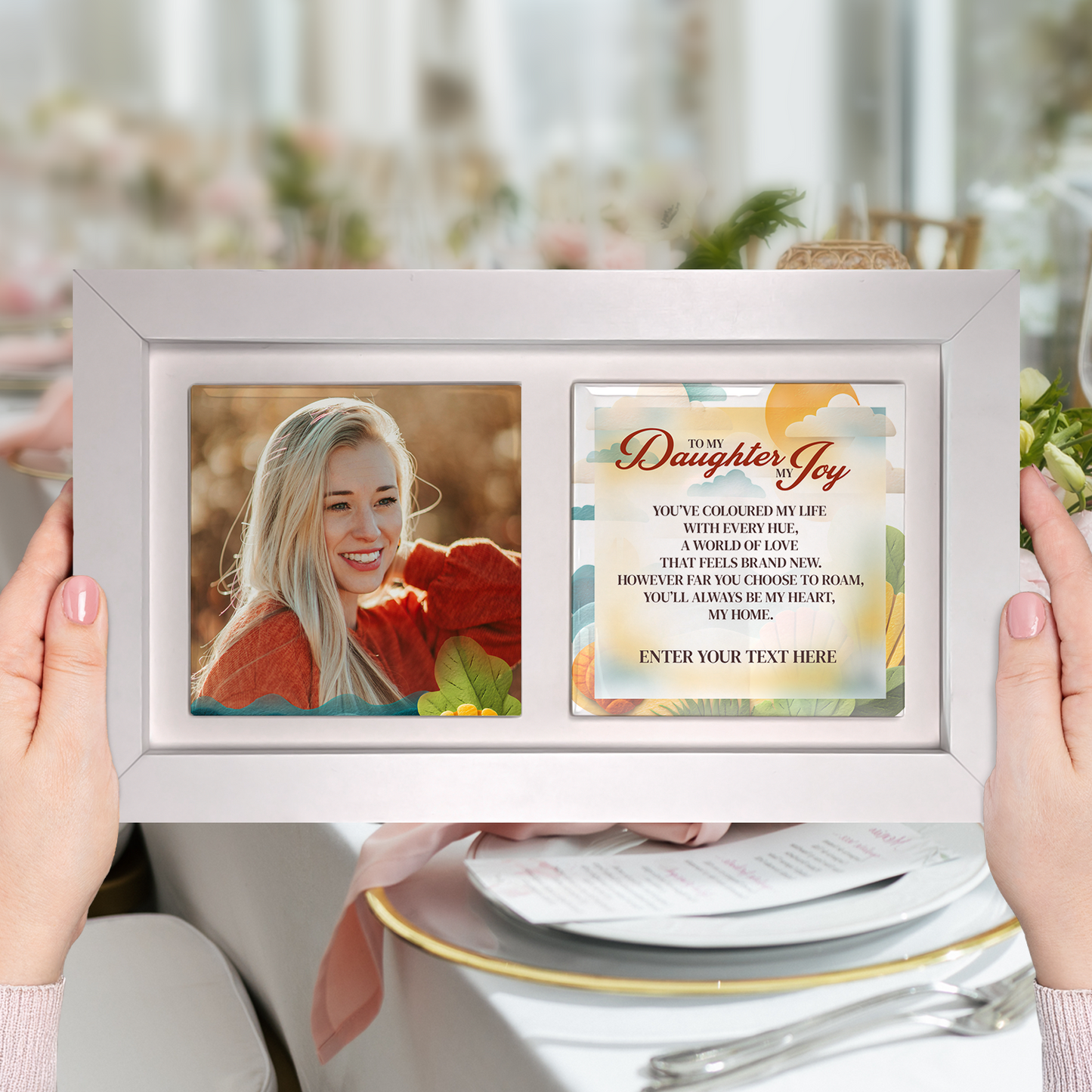 To My Daughter, My Joy – Personalised Ceramic Tiles in Landscape Frame