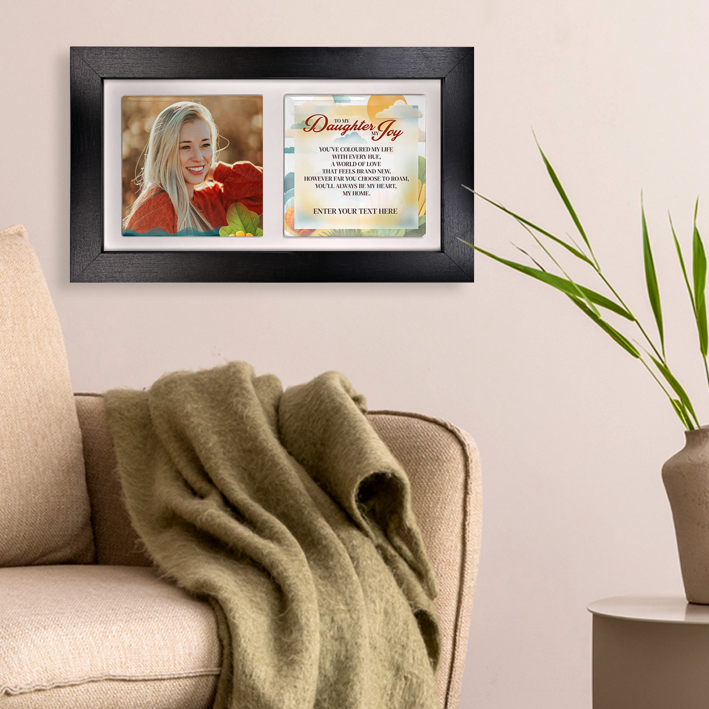 To My Daughter, My Joy – Personalised Ceramic Tiles in Landscape Frame