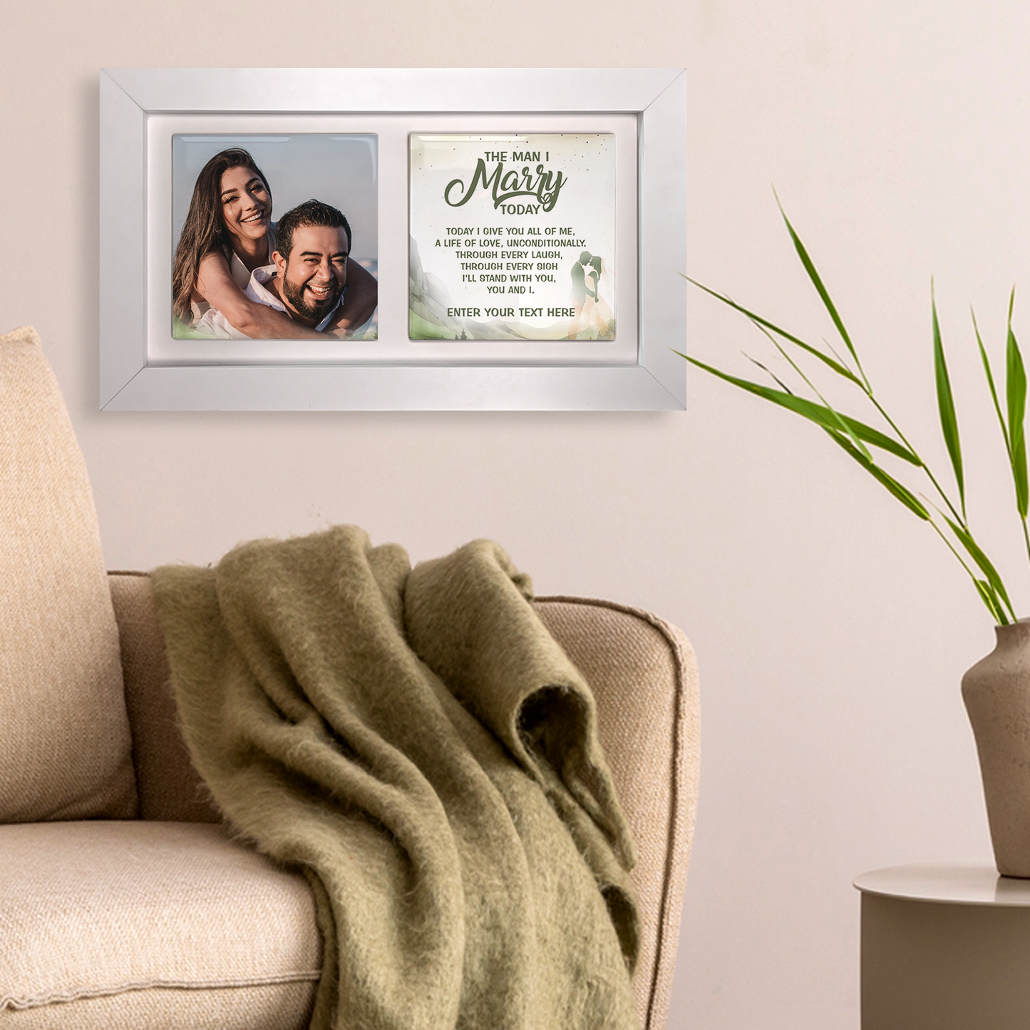 The Man I Marry Today – Personalised Ceramic Tiles in Landscape Frame
