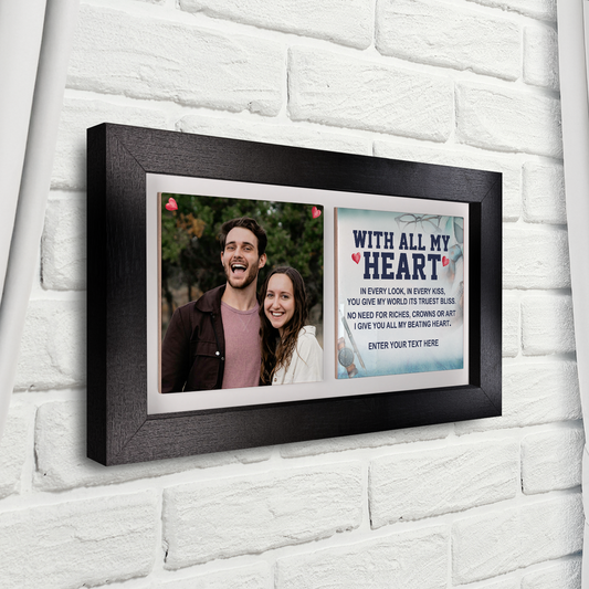 With All My Heart – Personalised Ceramic Tiles in Landscape Frame