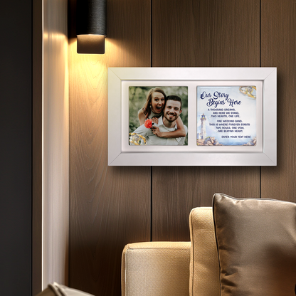 Our Story Begins Here  – Personalised Ceramic Tiles in Landscape Frame